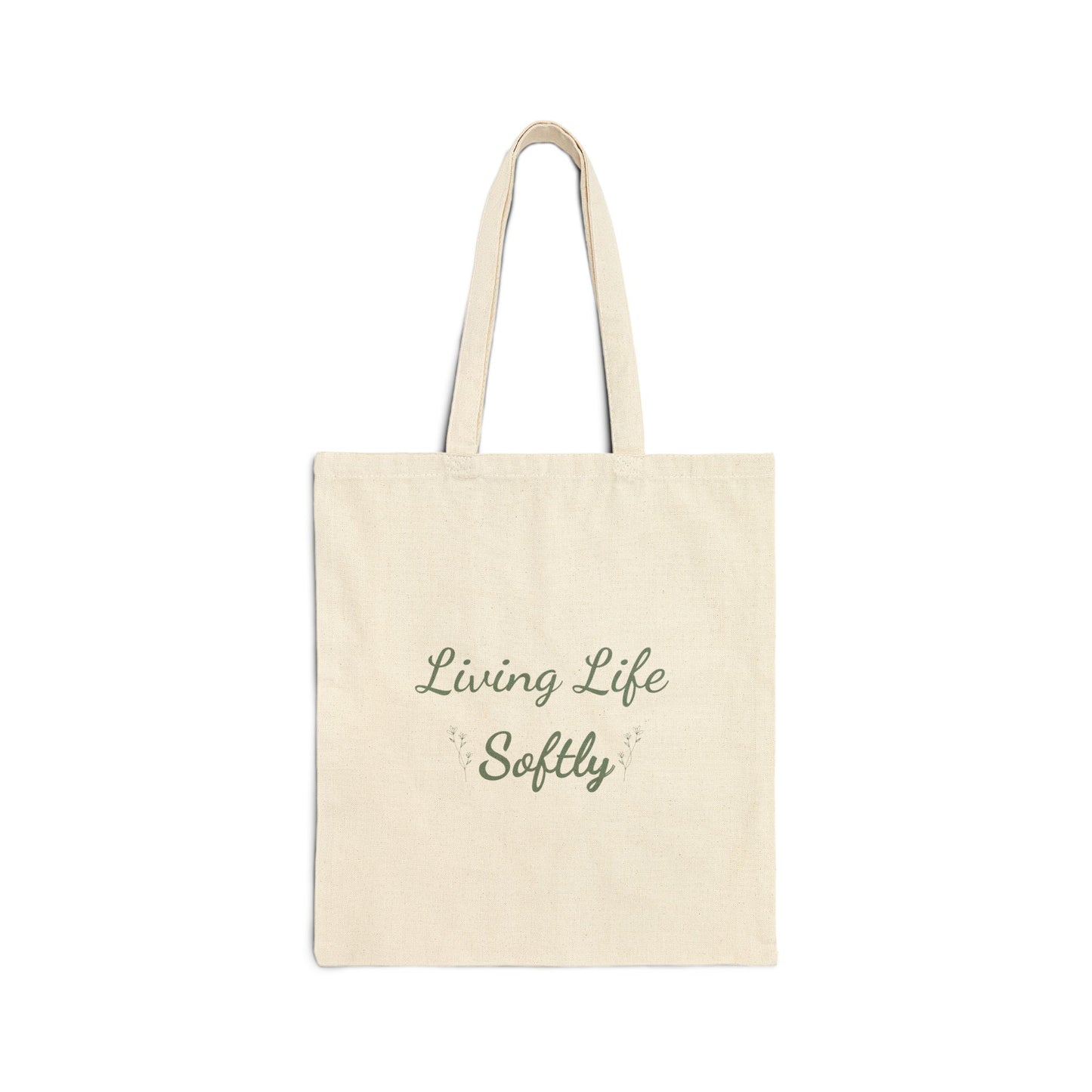 Living Life Softly Canvas Tote Bag-Cozy Cottagecore Book Tote, Soft Living Everyday Bag
