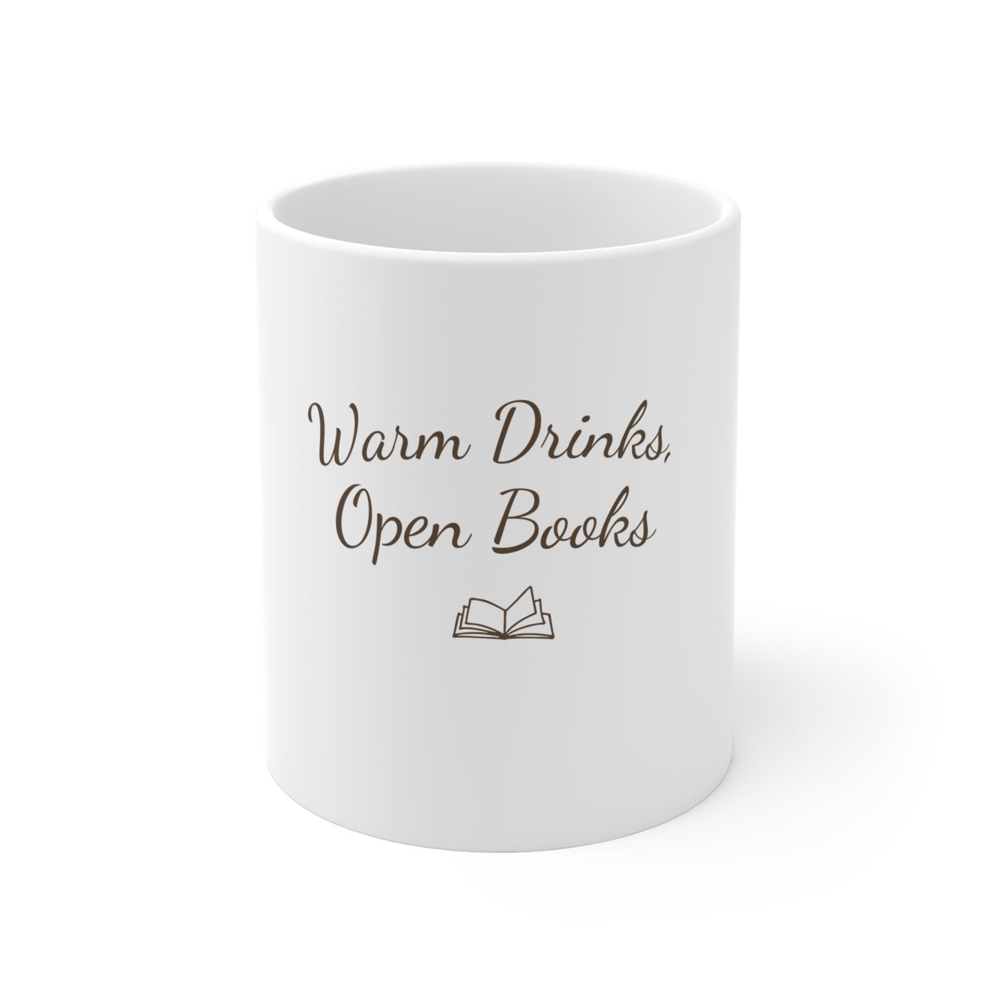 Warm Drinks, Open Books Mug—Cozy Book Lover Tea & Coffee Cup